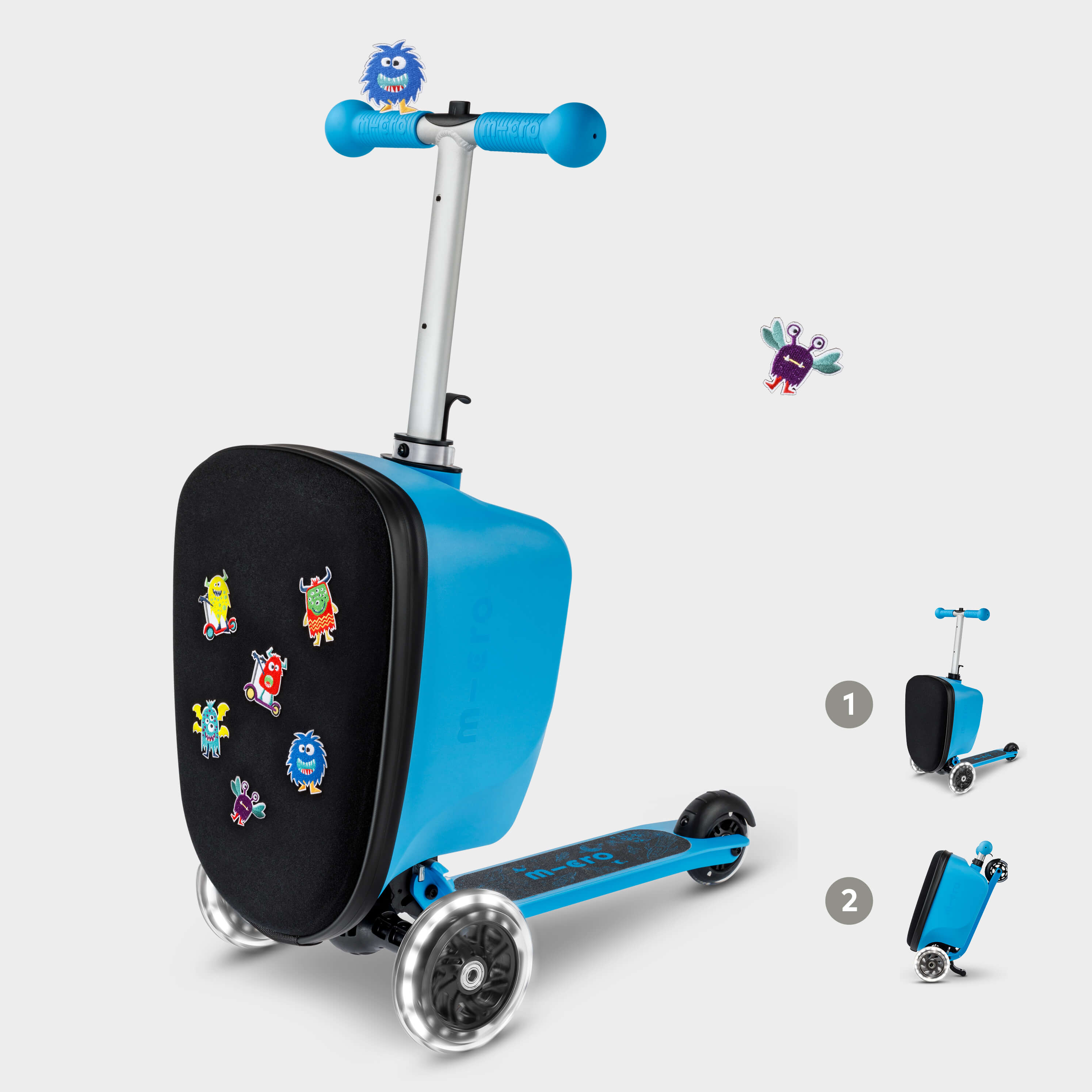 Mini Micro LED Luggage Blue Micro Scooters