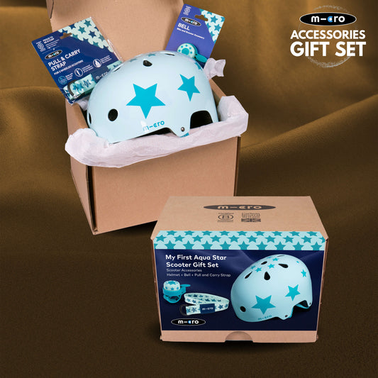 My First Scooter Set Aqua Star: Helmet, Bell and Pull&Carry