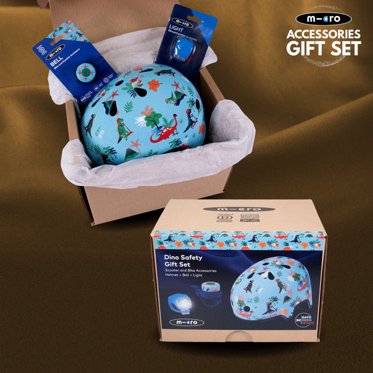 Dino Print Safety Set: Helmet, Bell and Light