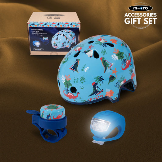 Dino Print Safety Set: Helmet, Bell and Light