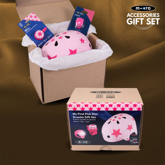 Star Print Safety Set: Helmet, Bell and Light