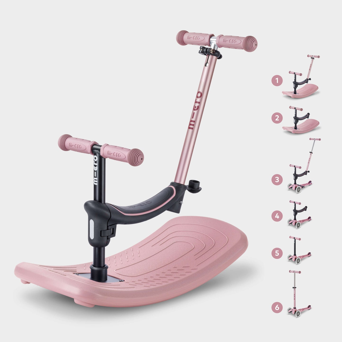 Mini Micro 6in1 Rock & Go Scooter: Rose Pink