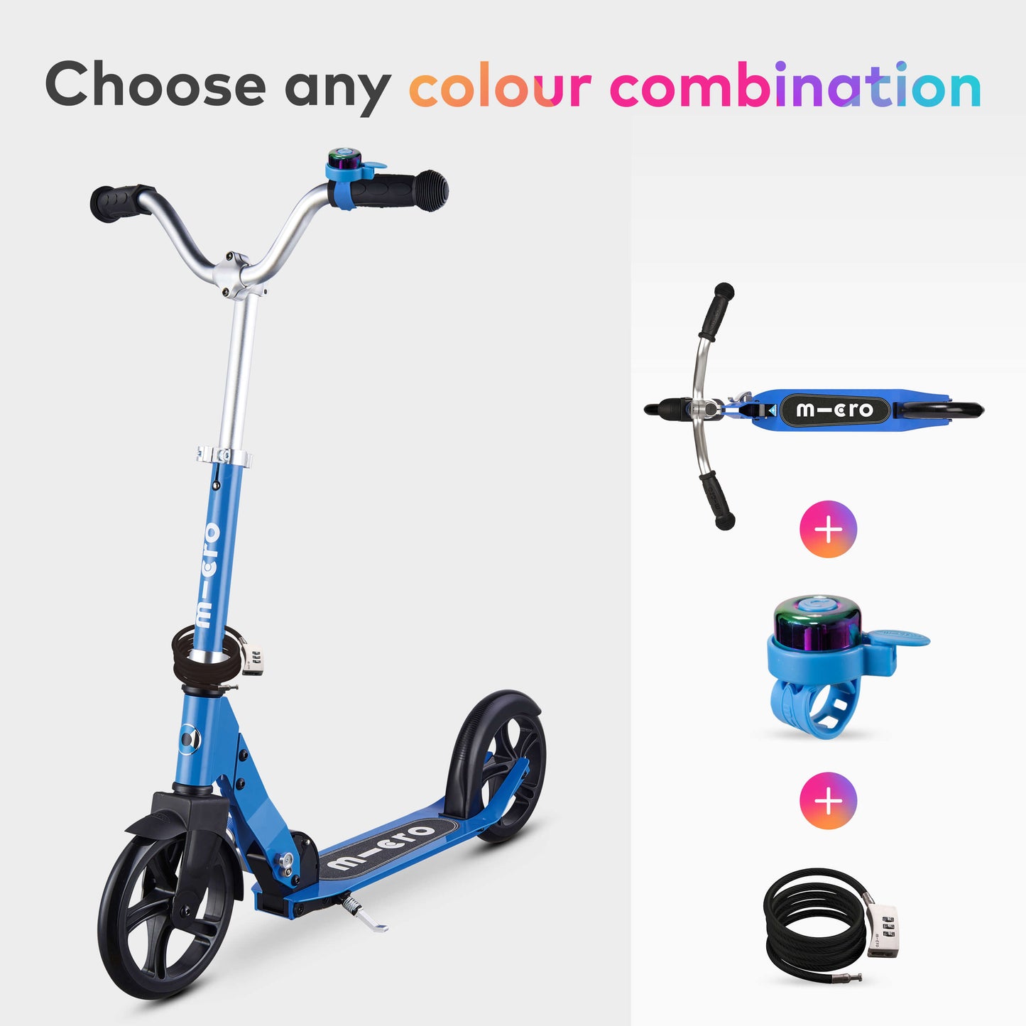 The Ready Rider Set: Cruiser Scooter, Bell and Lock