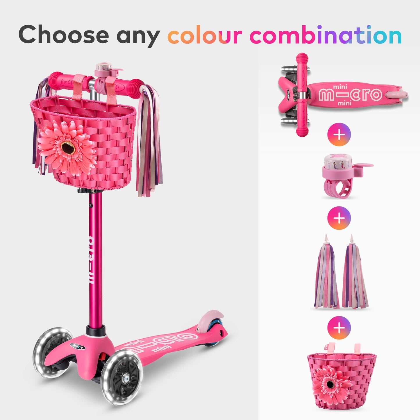 Mini Micro Deluxe LED, Basket, Bell and Ribbons Set