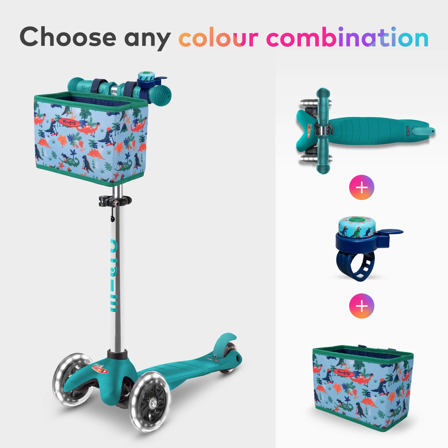 Mini Micro Plus LED, Bell and Foldable Basket Set