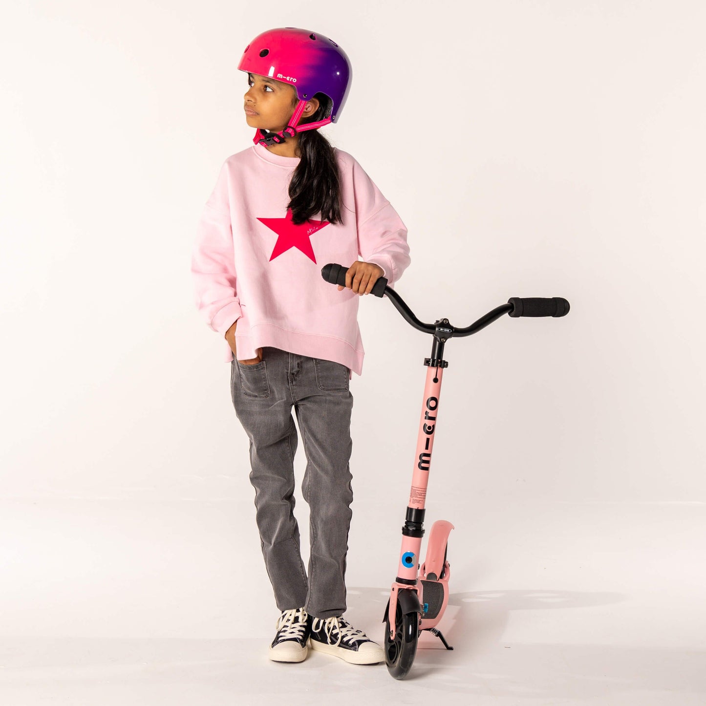 Printed Helmet for Bikes and Scooters: Ombre Purple/Pink