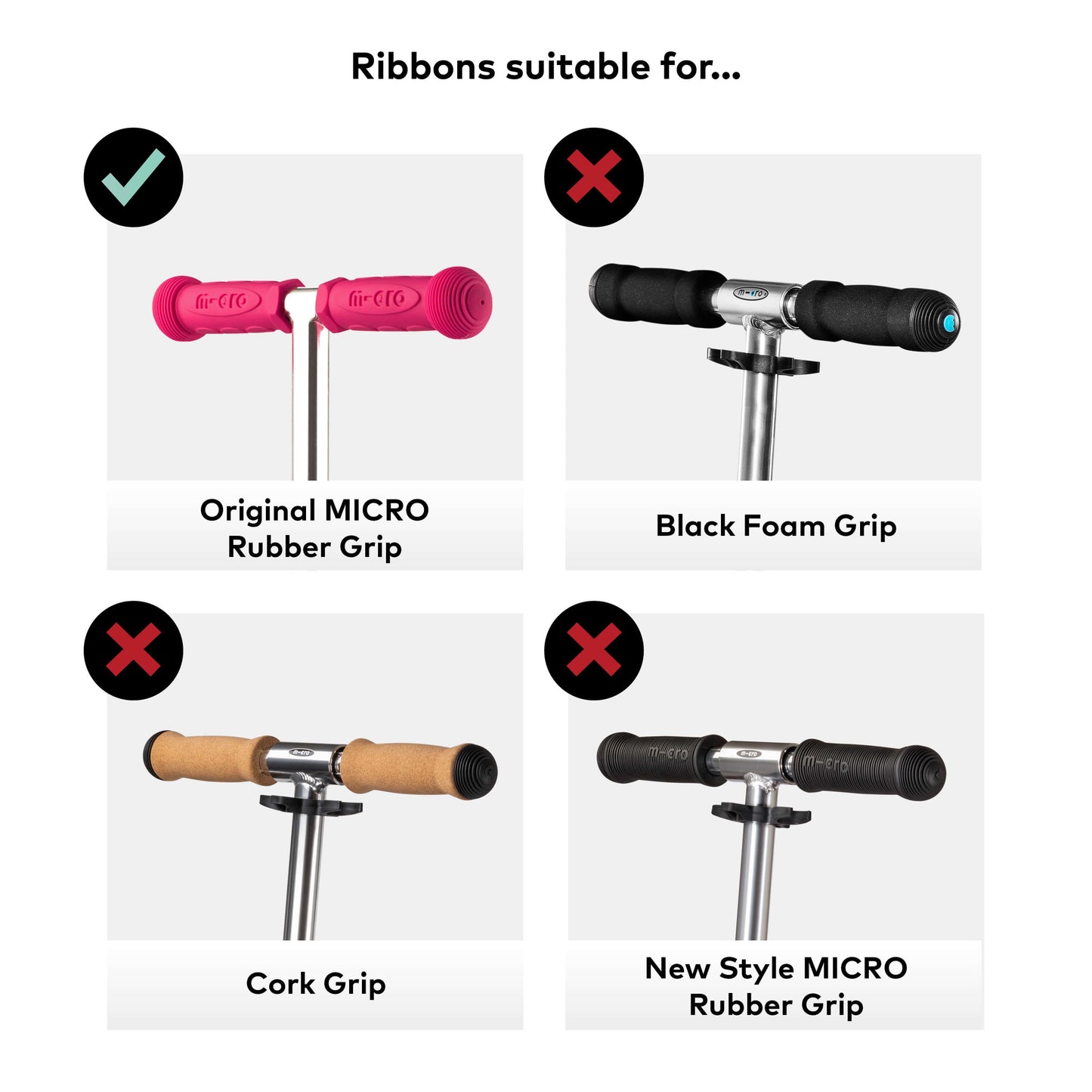 Eco Printed Ribbons For MICRO Rubber Grips: Pink Heart