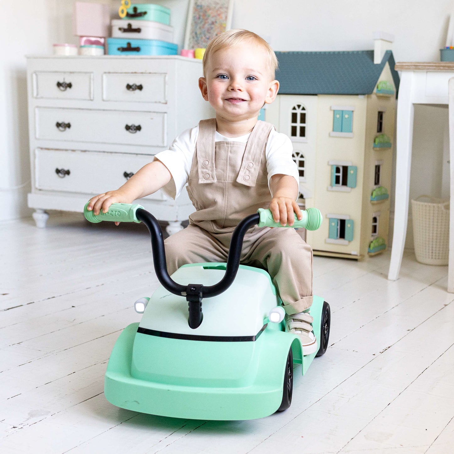 Mini Microlino Ride-On Car-: Mint Green