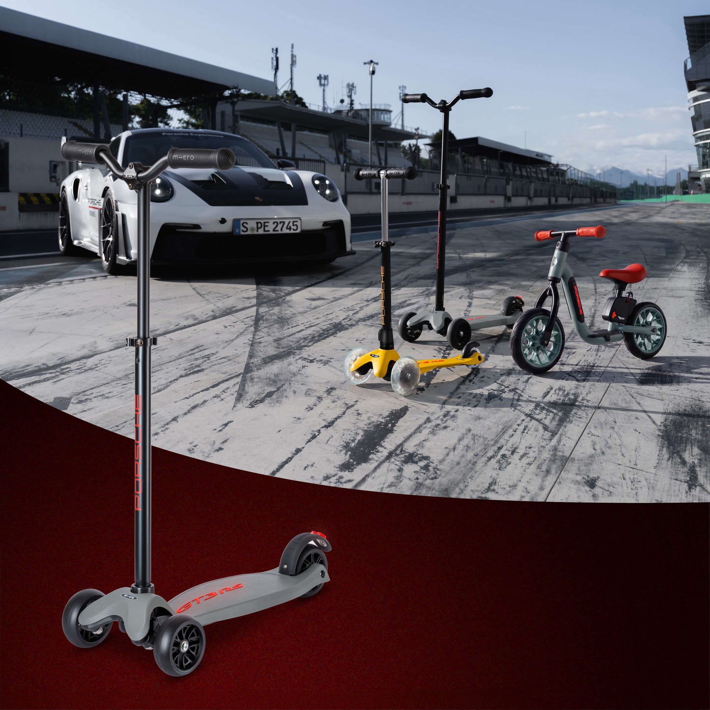 Micro Kickboard Deluxe LED Porsche Edition: Metallic Stone Grey