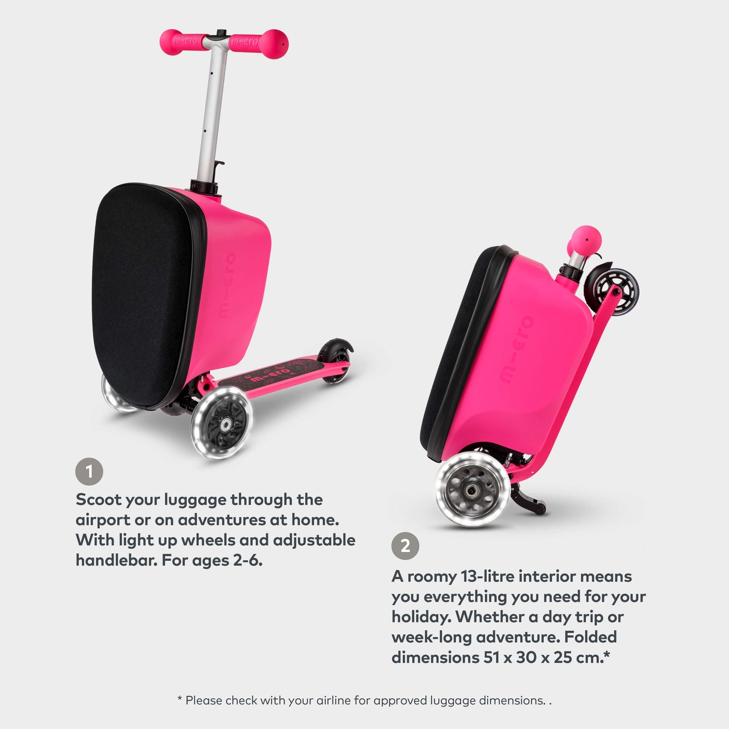 Mini Micro LED Luggage: Pink