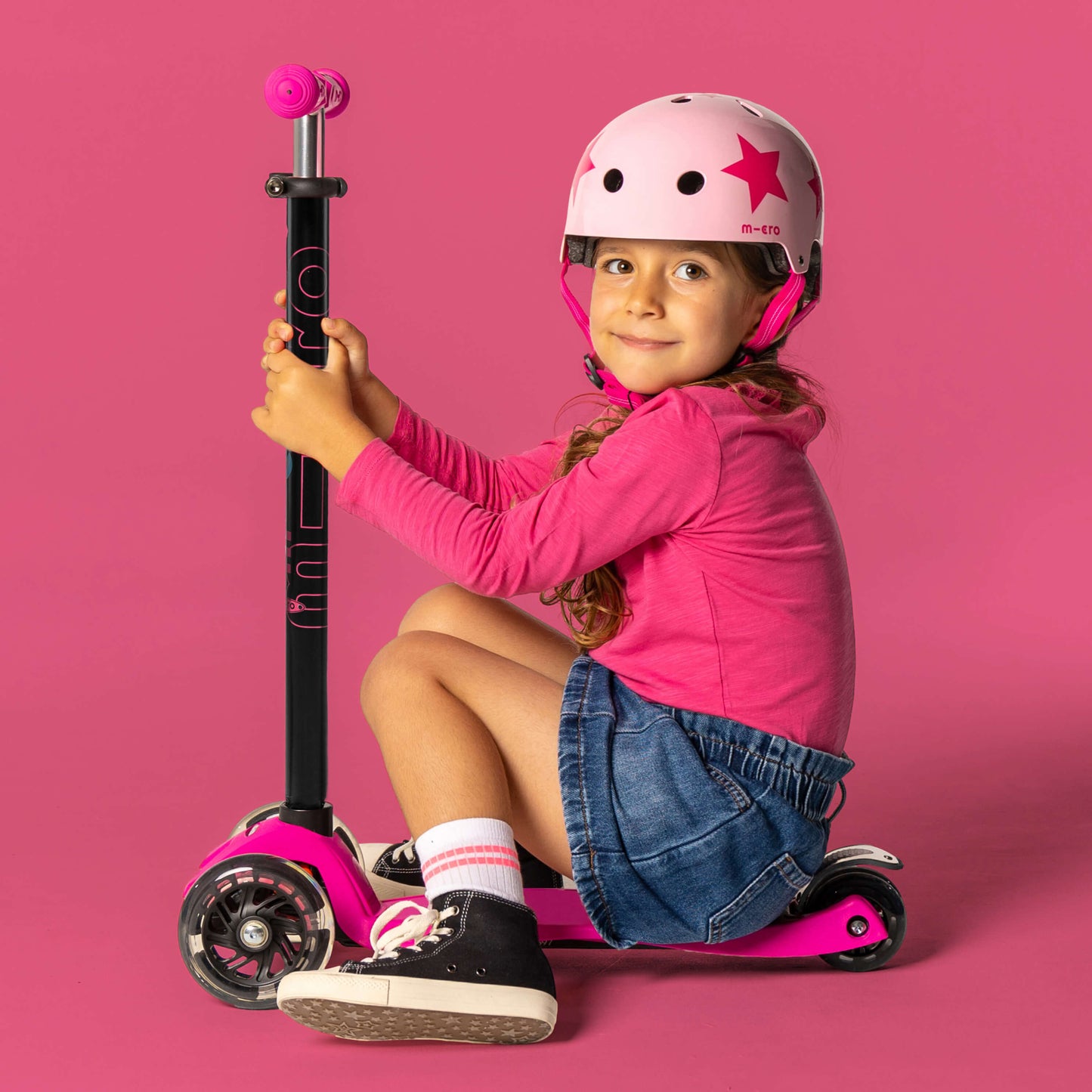 Printed Helmet for Bike and Scooters: Pink Star