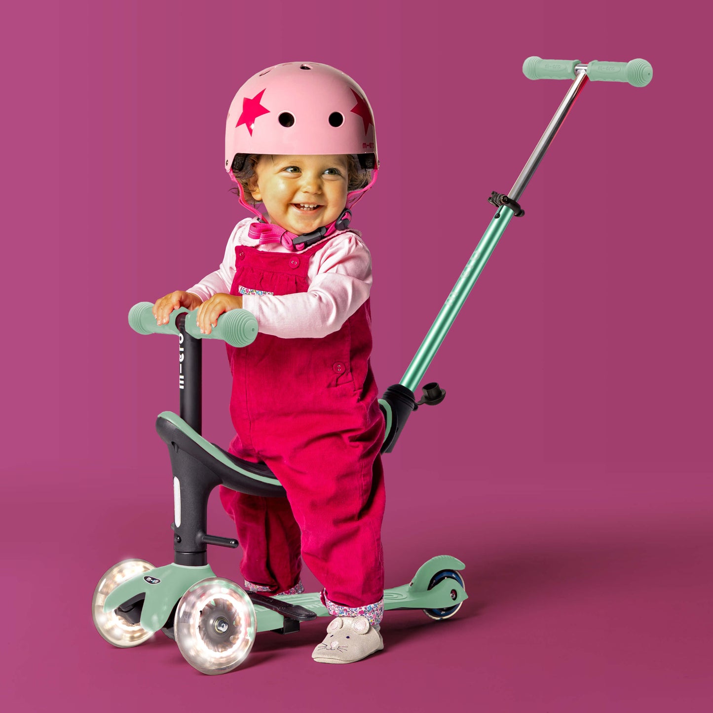 Printed Helmet for Bike and Scooters: Pink Star