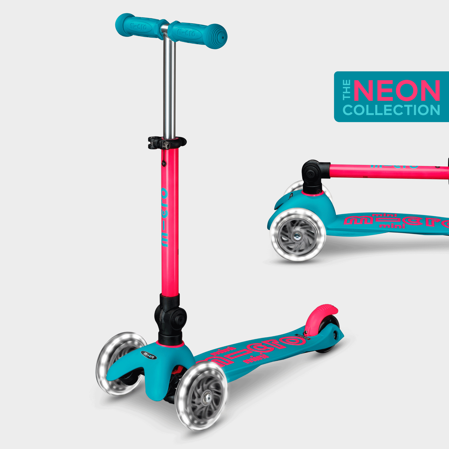Mini Micro Foldable LED: Neon Pink/Aqua
