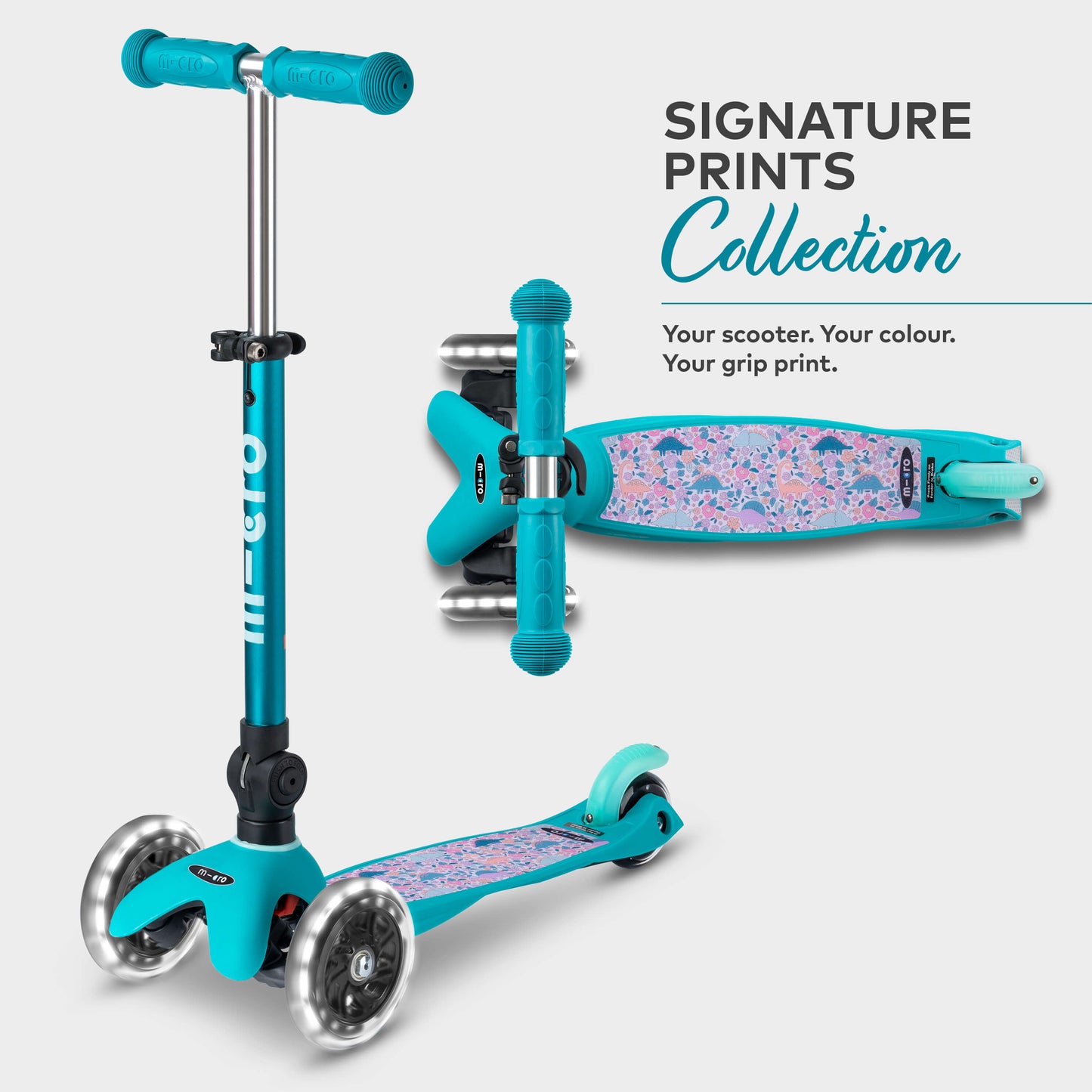 Signature Prints Mini Micro Foldable LED Scooter: Aqua