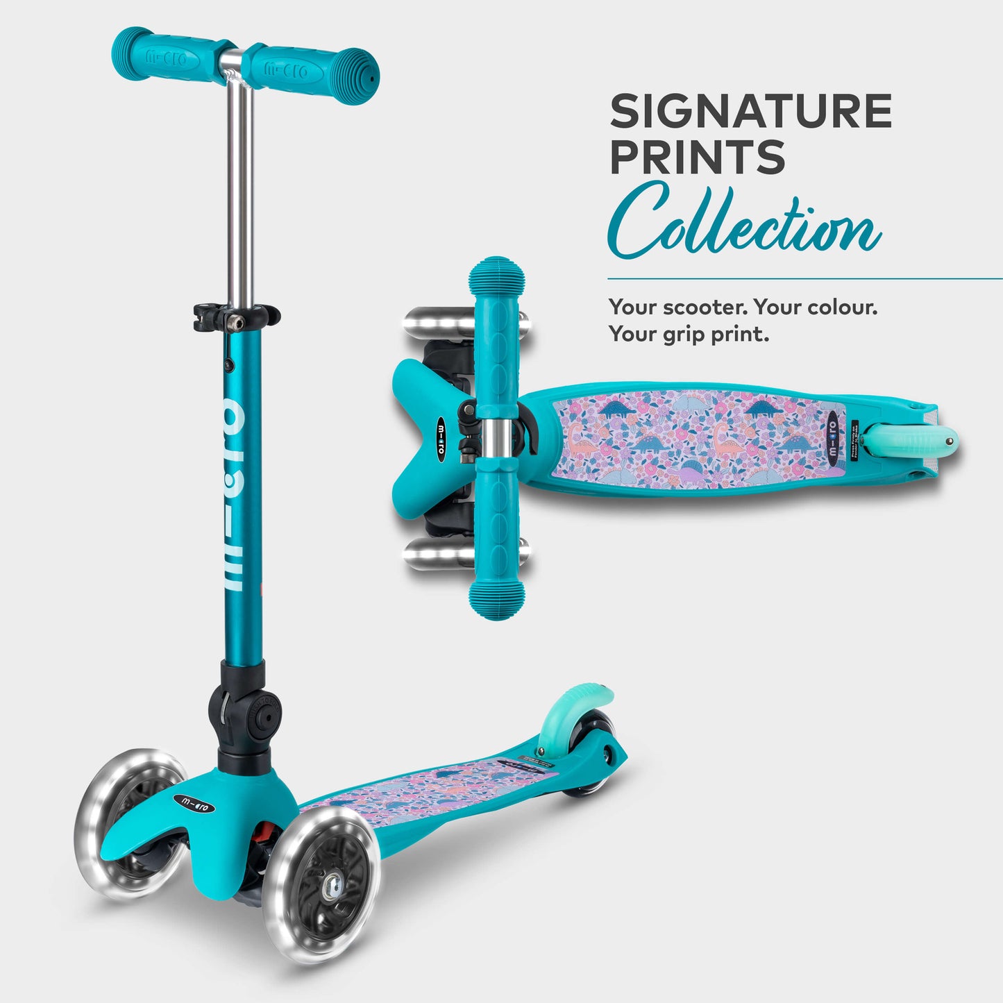 Signature Prints Mini Micro Foldable LED Scooter: Aqua