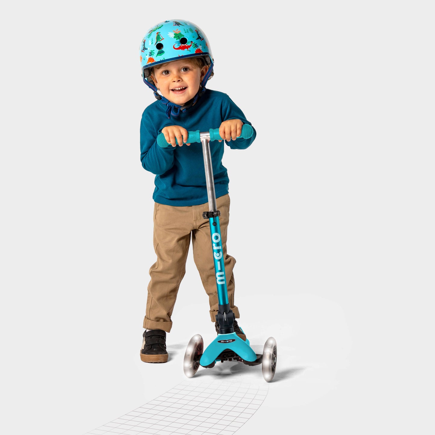 Signature Prints Mini Micro Foldable LED Scooter: Aqua