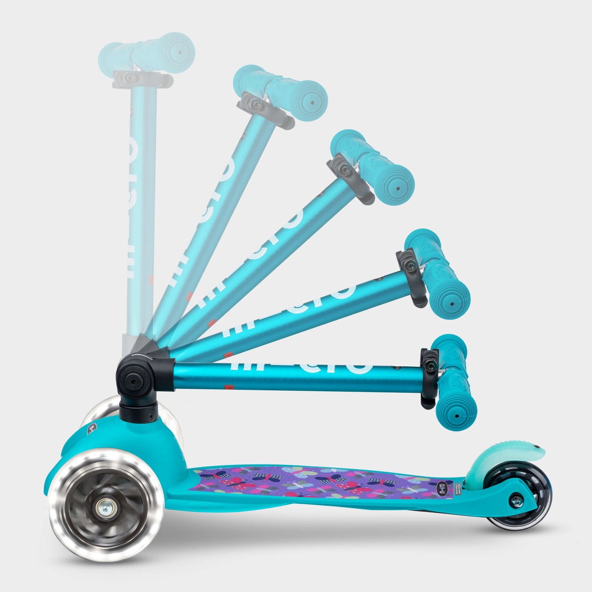 Signature Prints Mini Micro Foldable LED Scooter: Aqua