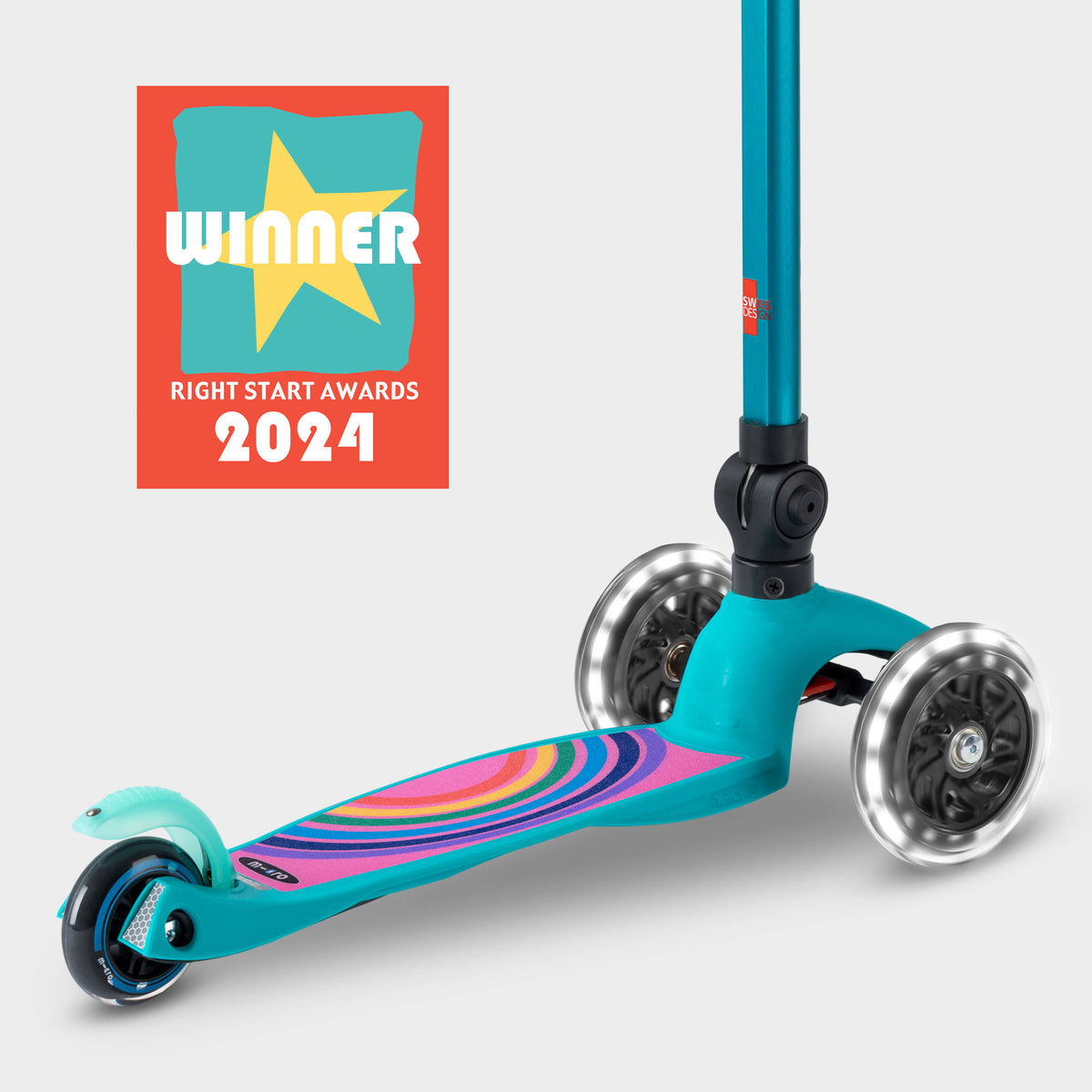 Signature Prints Mini Micro Foldable LED Scooter: Aqua