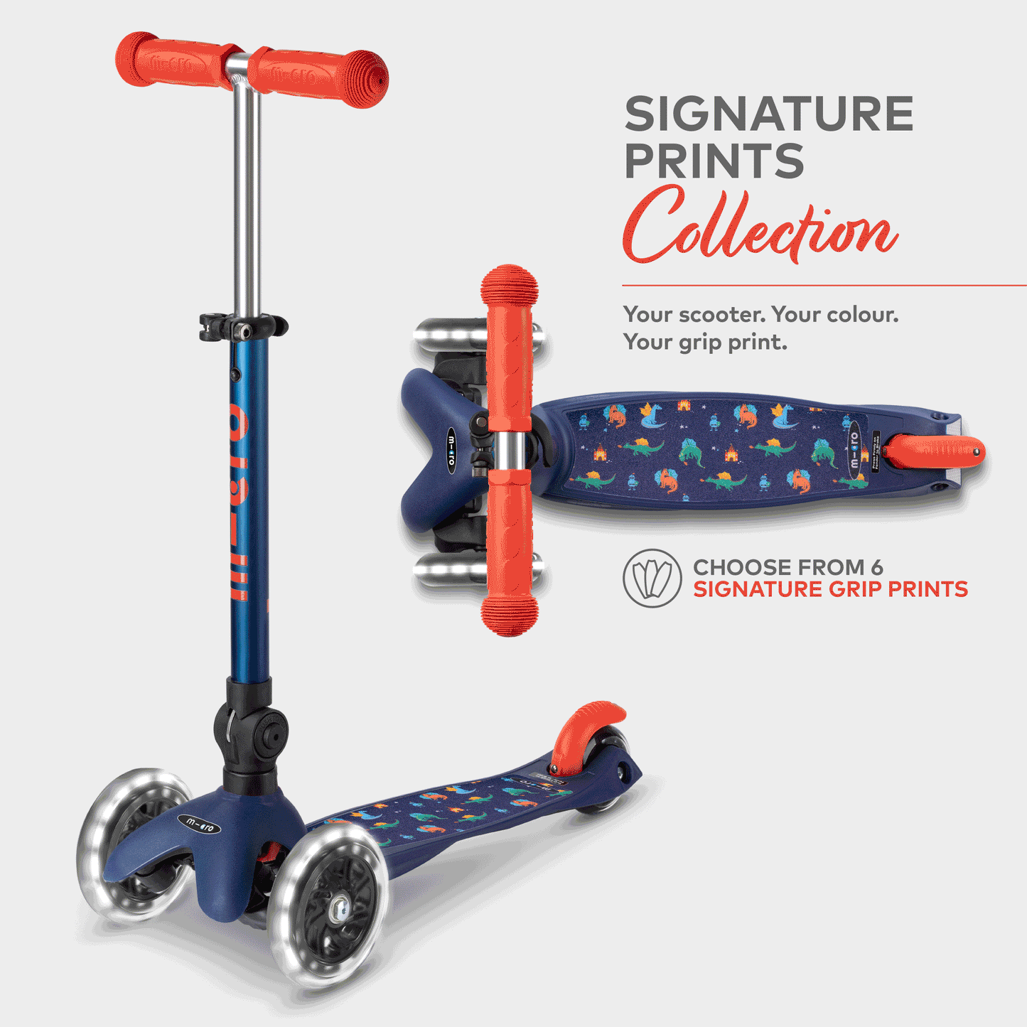 Signature Prints Mini Micro Foldable LED Scooter: Navy