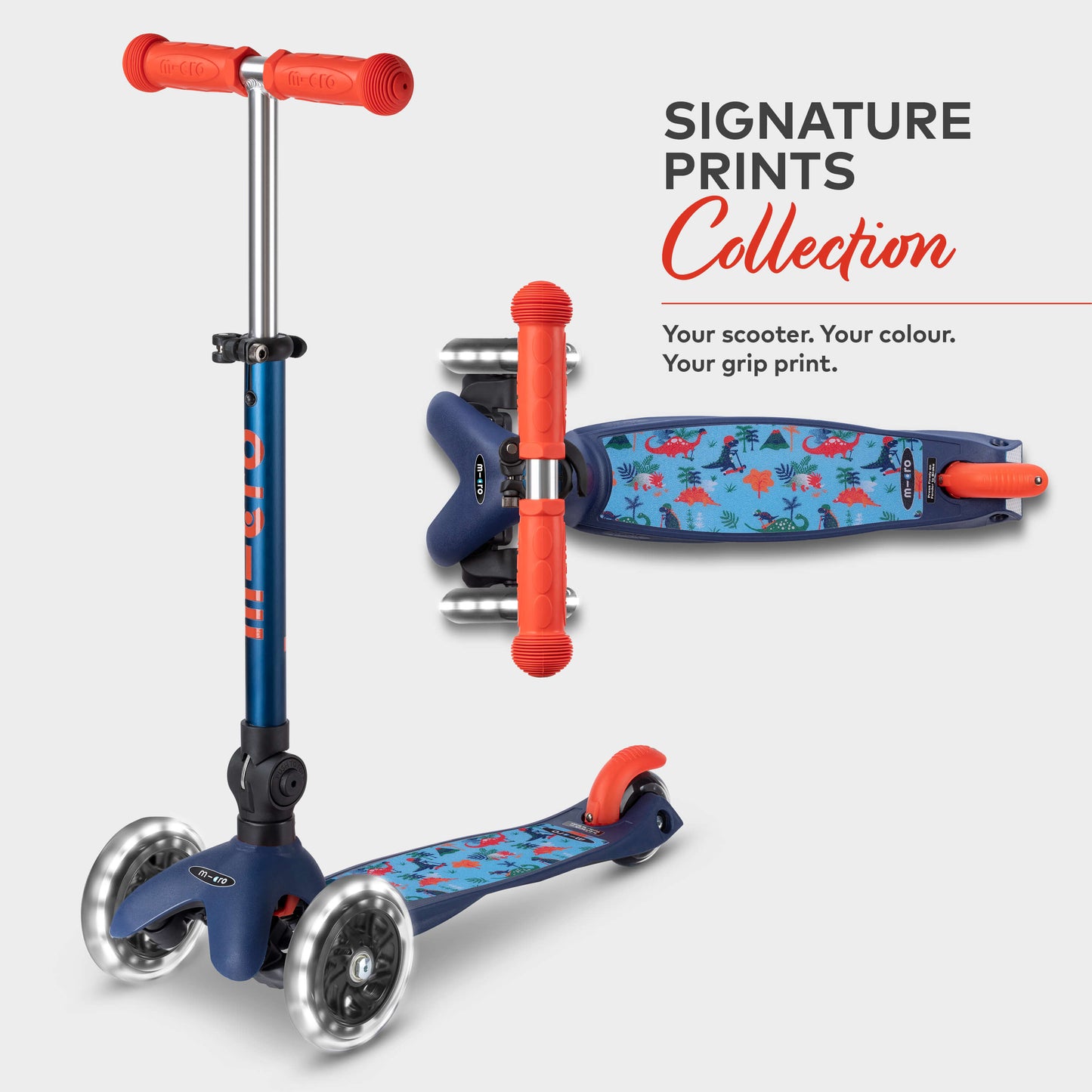 Signature Prints Mini Micro Foldable LED Scooter: Navy