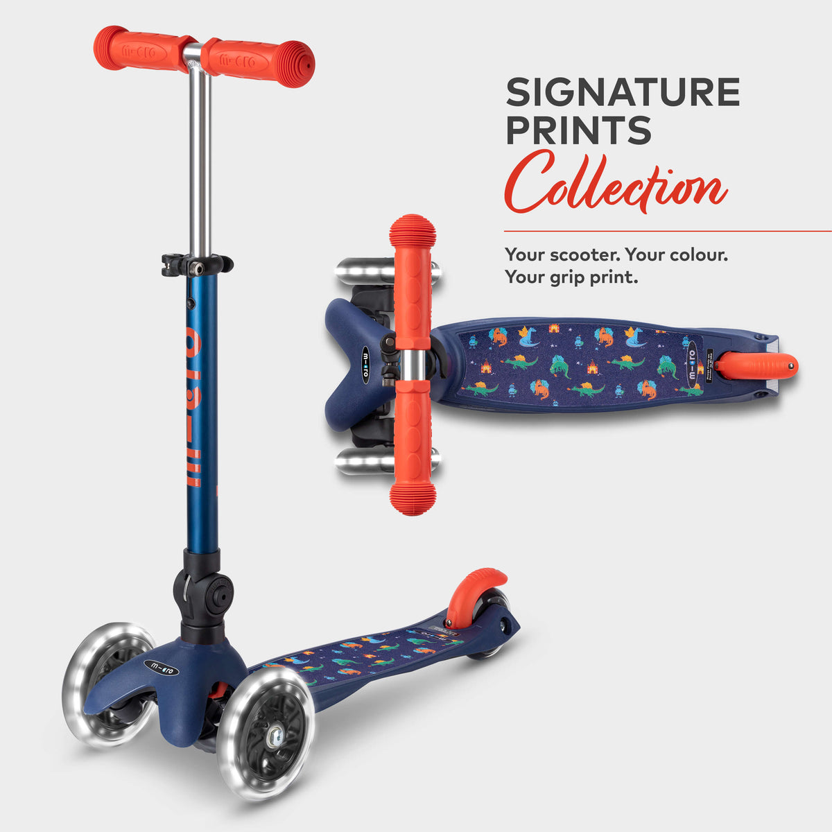 Signature Prints Mini Micro Foldable LED Scooter: Navy