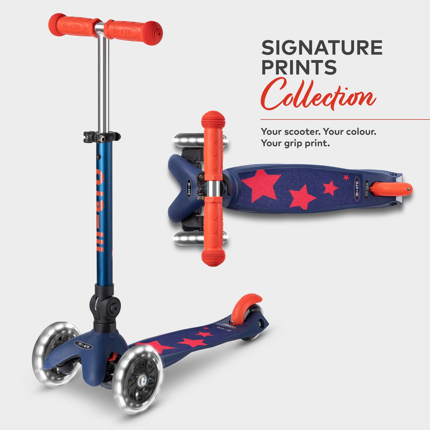Signature Prints Mini Micro Foldable LED Scooter: Navy