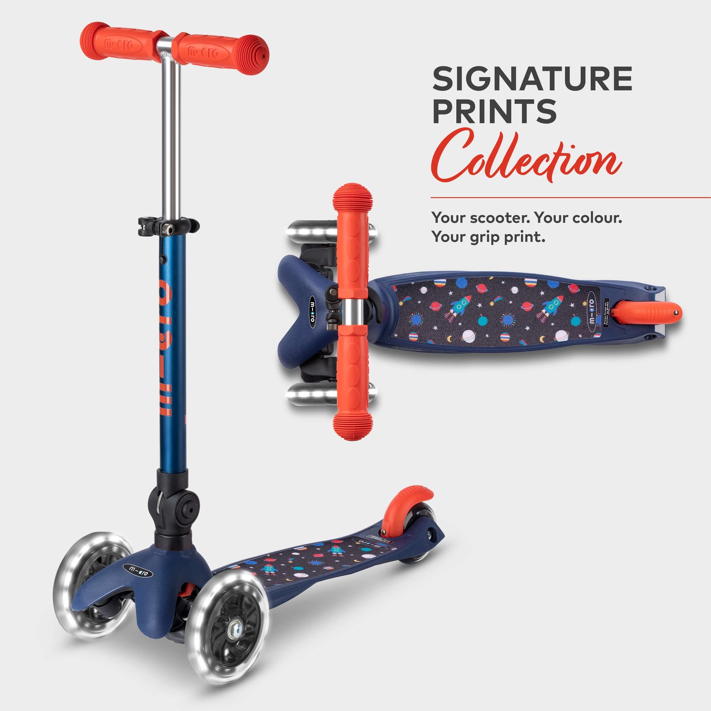 Signature Prints Mini Micro Foldable LED Scooter: Navy