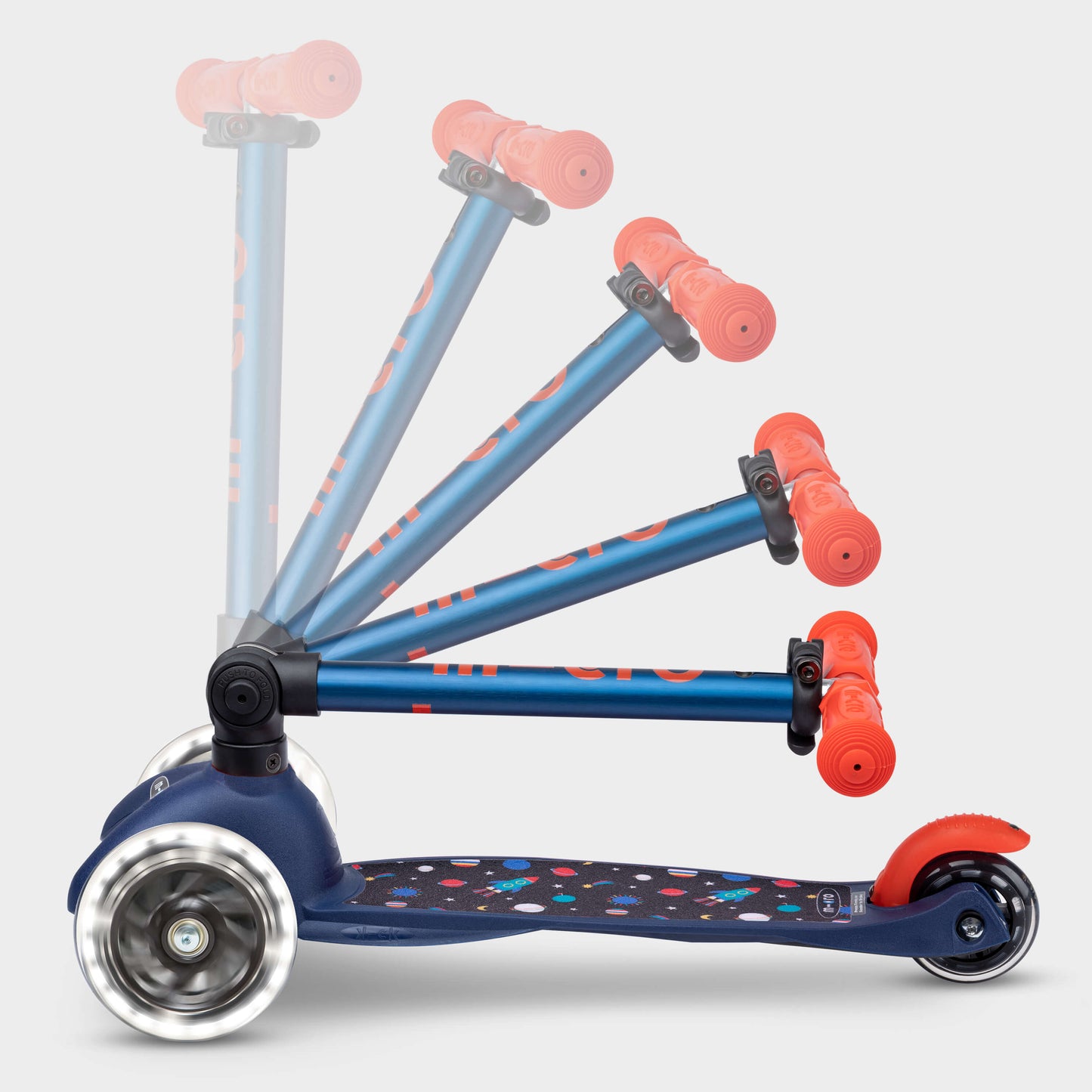 Signature Prints Mini Micro Foldable LED Scooter: Navy