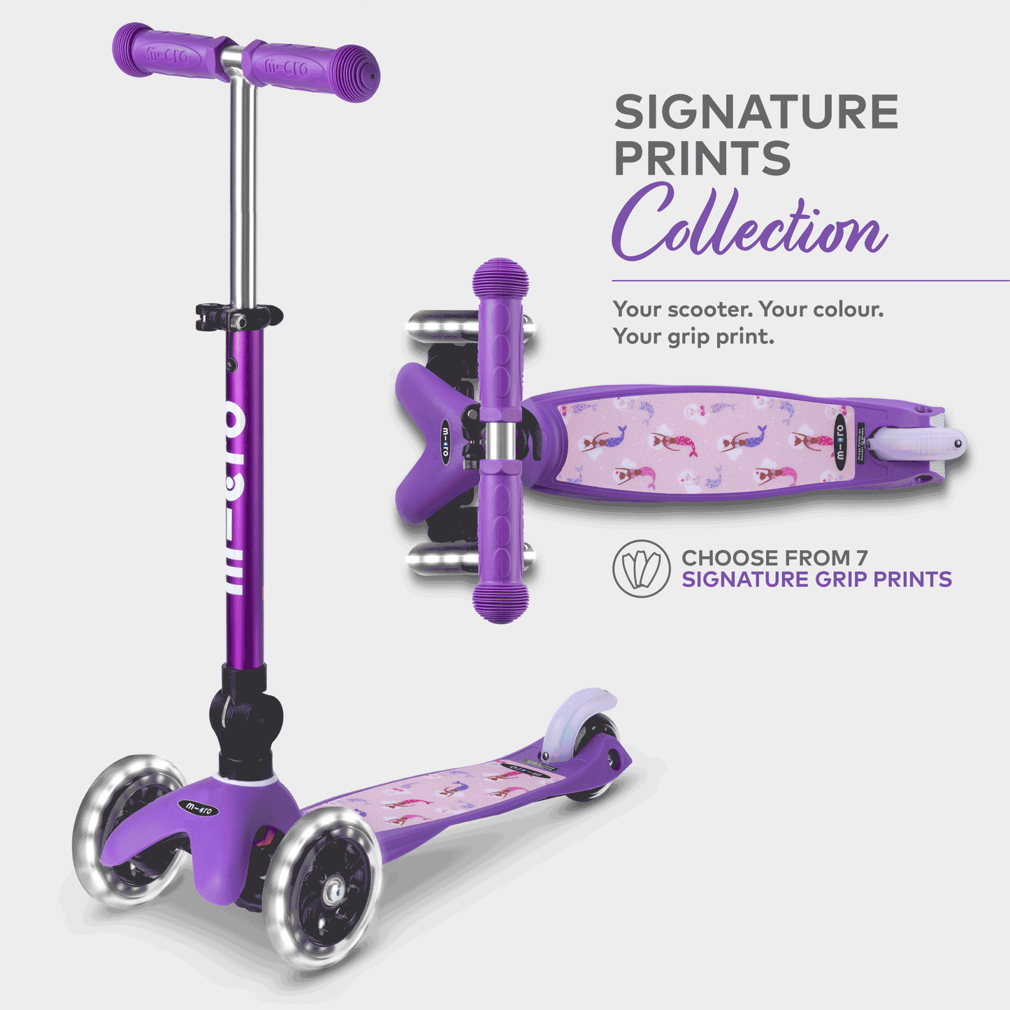 Signature Prints Mini Micro Foldable LED Scooter: Purple