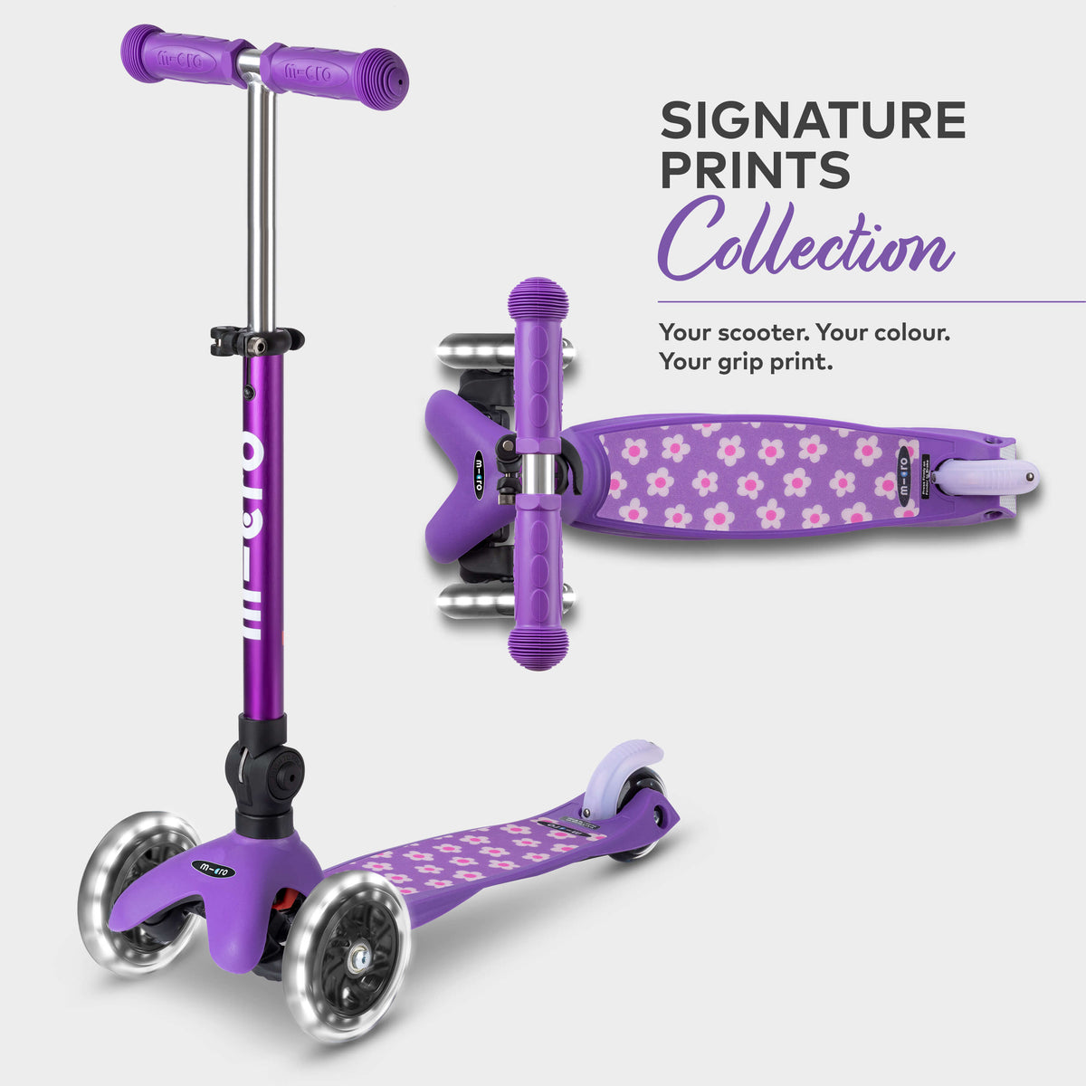 Signature Prints Mini Micro Foldable LED Scooter: Purple