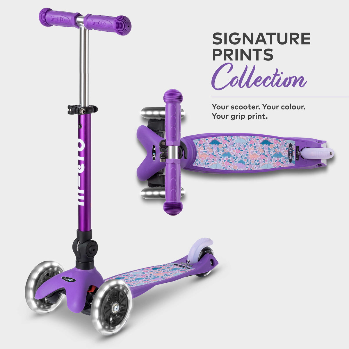 Signature Prints Mini Micro Foldable LED Scooter: Purple