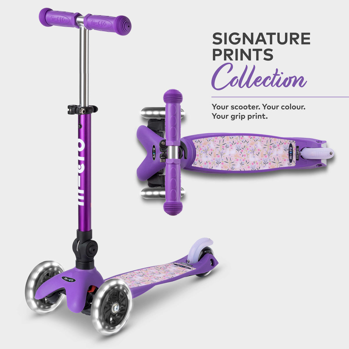 Signature Prints Mini Micro Foldable LED Scooter: Purple