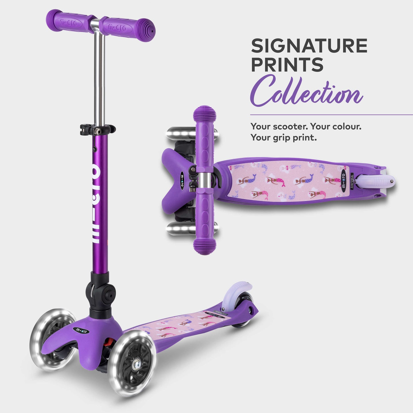 Signature Prints Mini Micro Foldable LED Scooter: Purple
