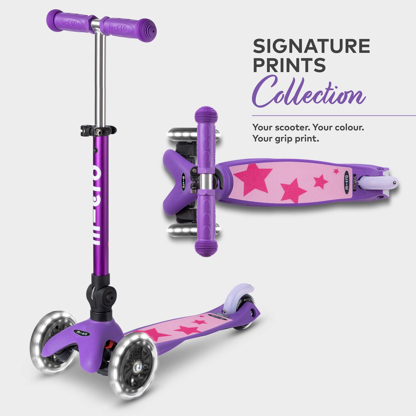 Signature Prints Mini Micro Foldable LED Scooter: Purple