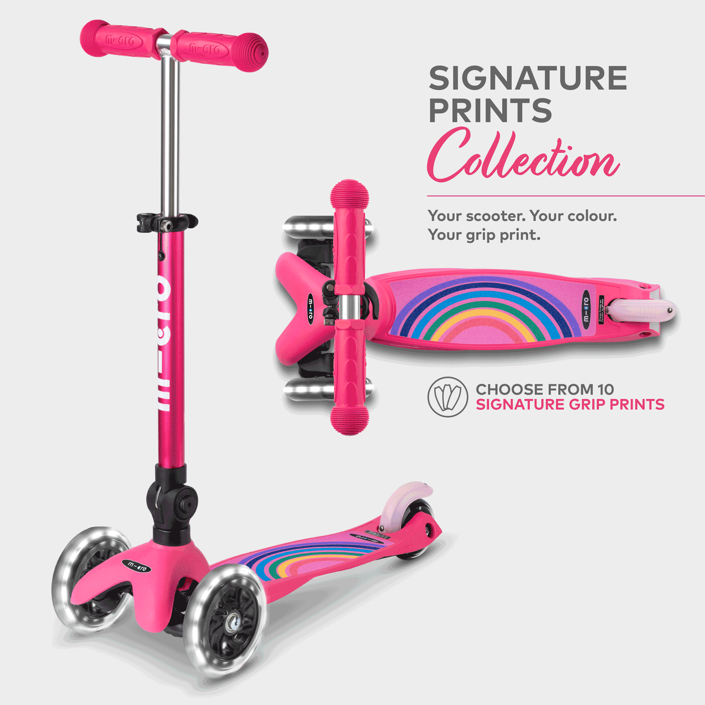 Signature Prints Mini Micro Foldable LED Scooter: Pink
