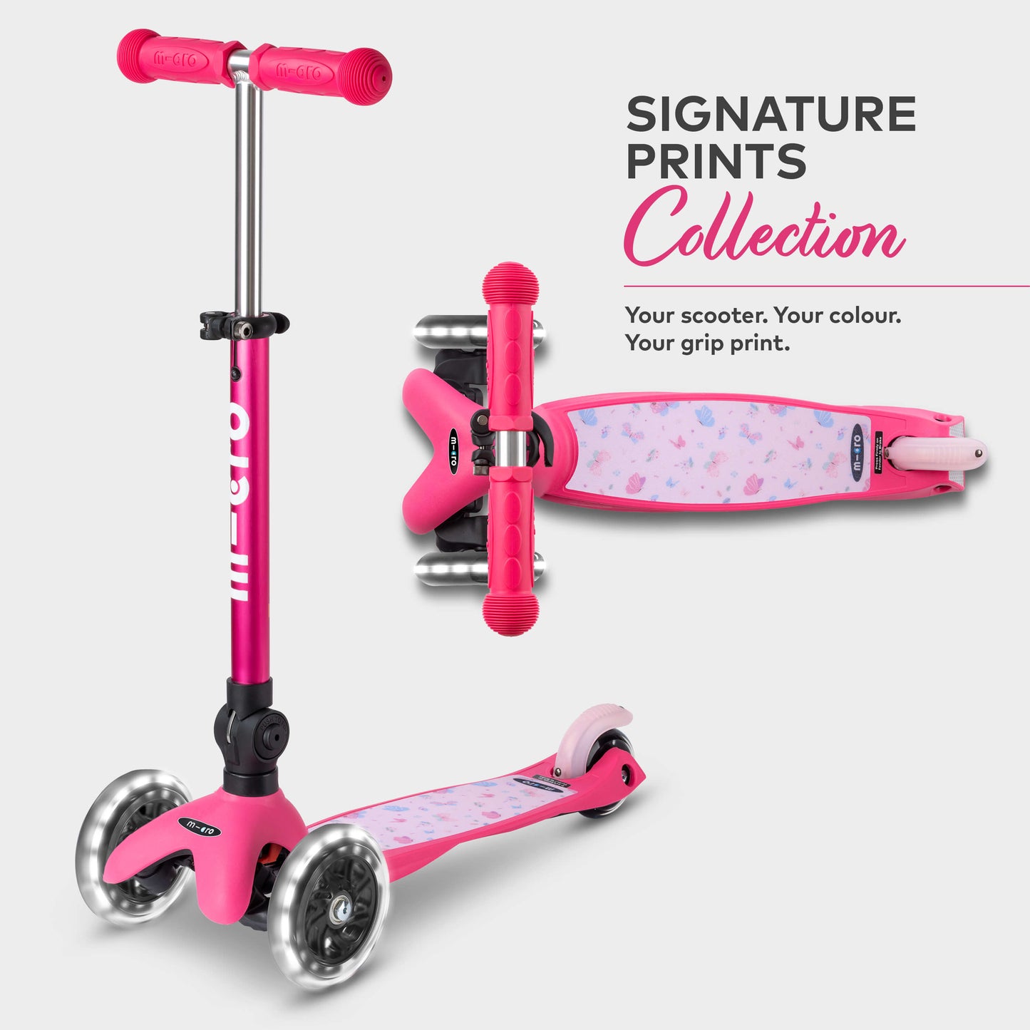 Signature Prints Mini Micro Foldable LED Scooter: Pink