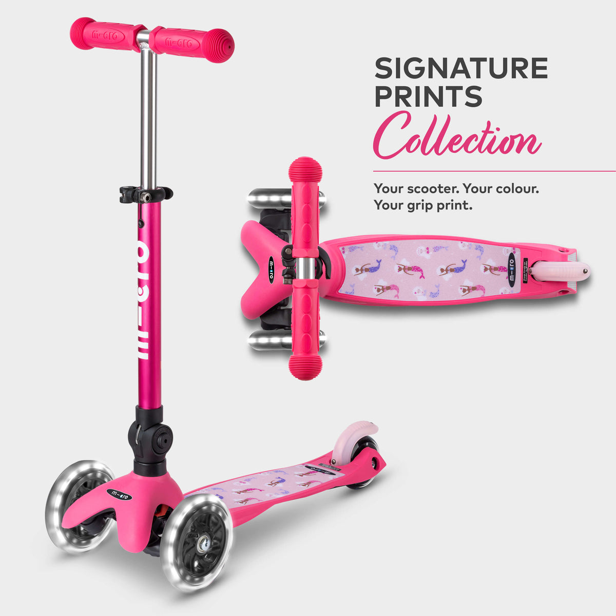 Signature Prints Mini Micro Foldable LED Scooter: Pink