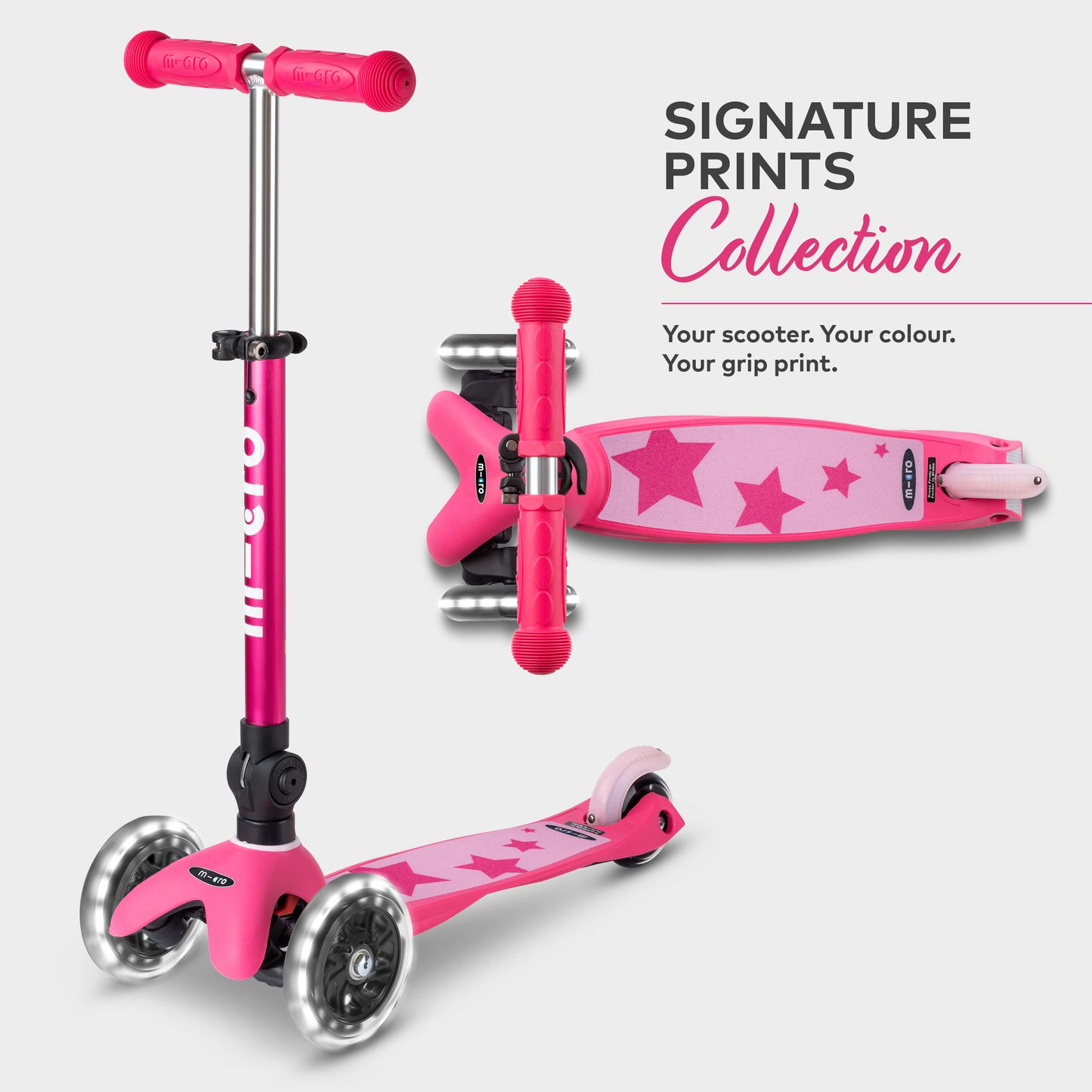 Signature Prints Mini Micro Foldable LED Scooter: Pink