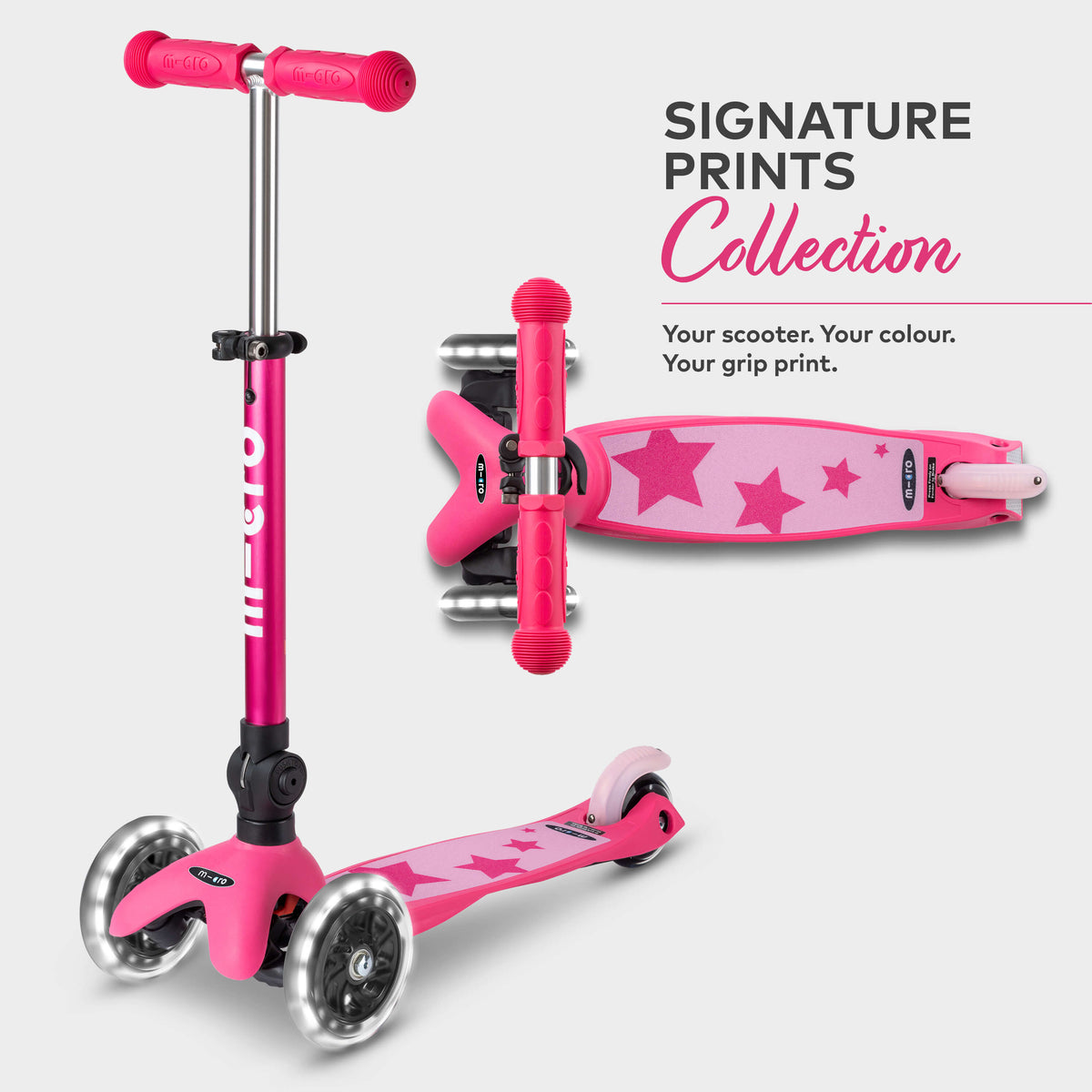 Signature Prints Mini Micro Foldable LED Scooter: Pink