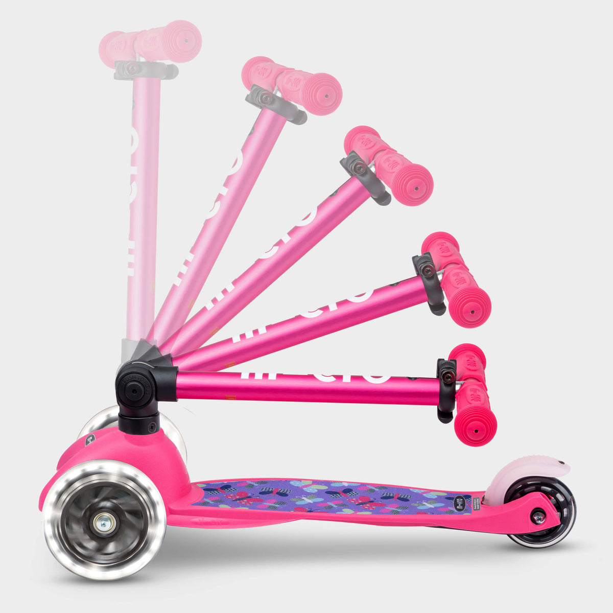 Signature Prints Mini Micro Foldable LED Scooter: Pink