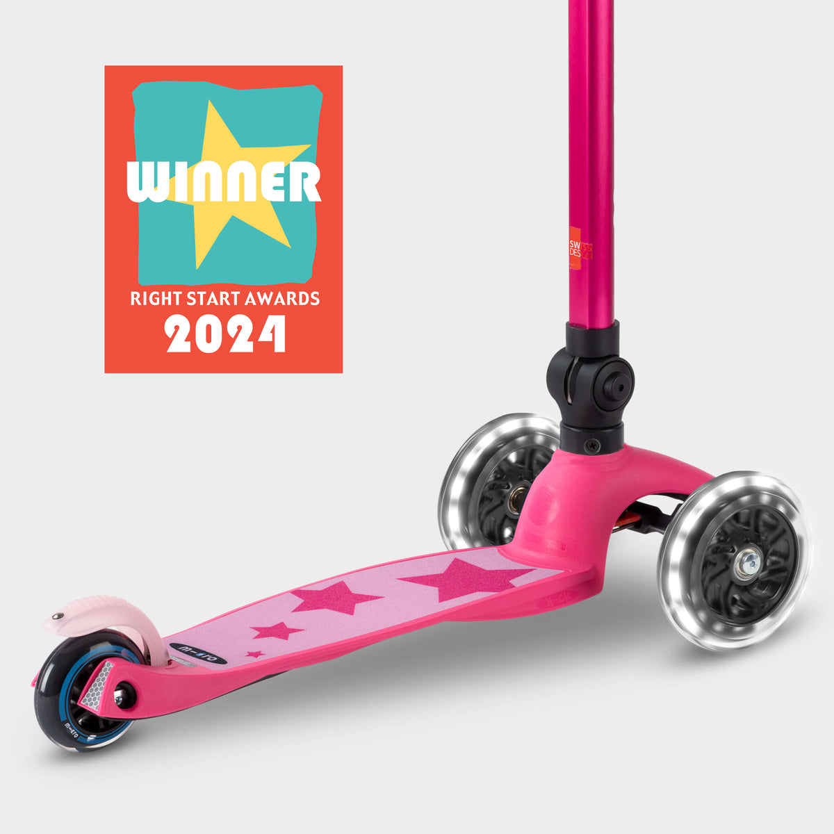 Signature Prints Mini Micro Foldable LED Scooter: Pink