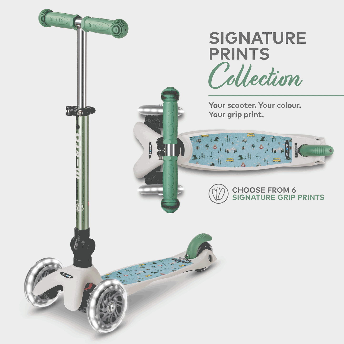 Signature Prints Mini Micro Foldable LED Scooter: Pistachio Green
