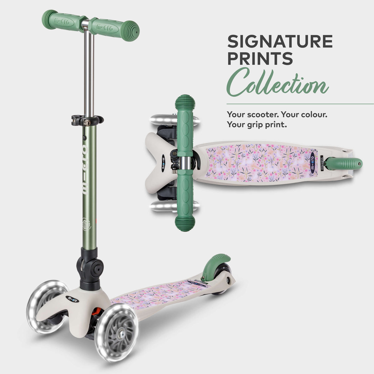 Signature Prints Mini Micro Foldable LED Scooter: Pistachio Green