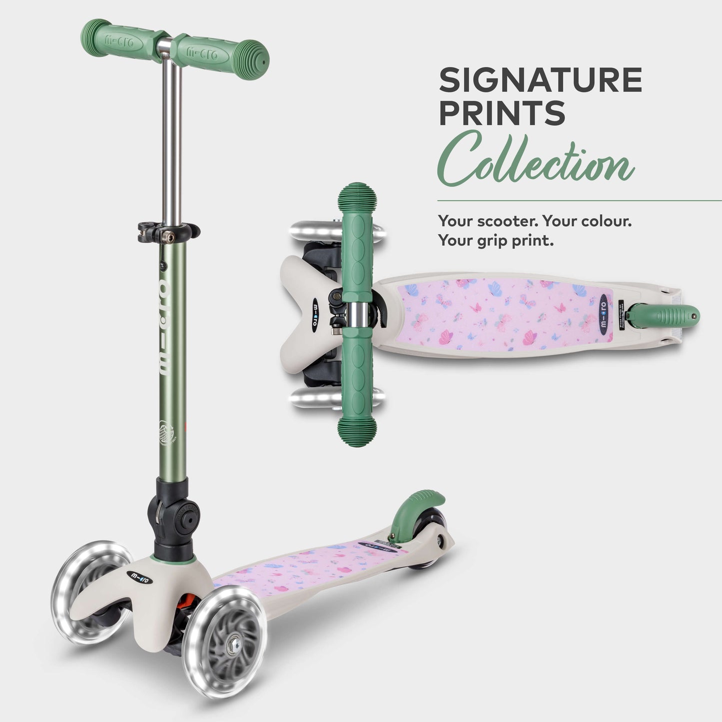 Signature Prints Mini Micro Foldable LED Scooter: Pistachio Green