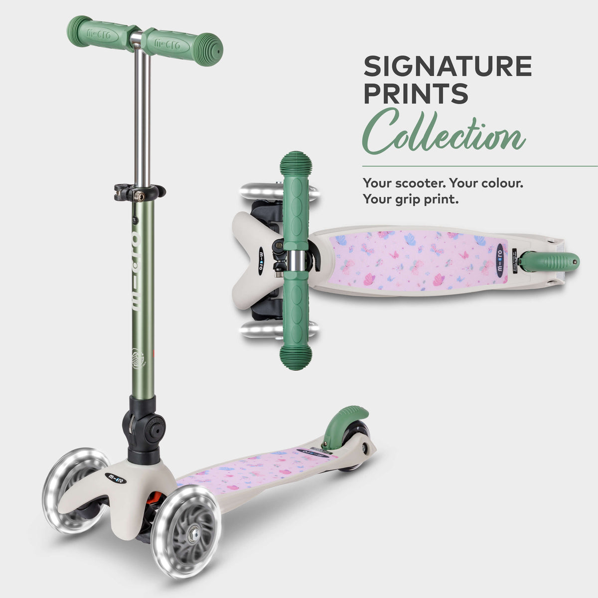 Signature Prints Mini Micro Foldable LED Scooter: Pistachio Green