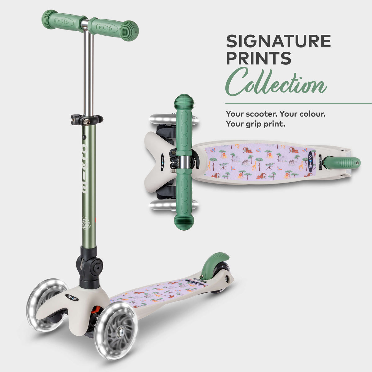 Signature Prints Mini Micro Foldable LED Scooter: Pistachio Green