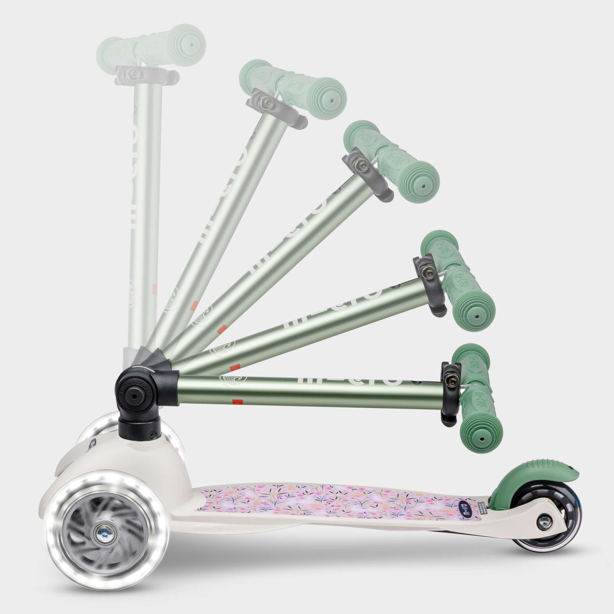 Signature Prints Mini Micro Foldable LED Scooter: Pistachio Green