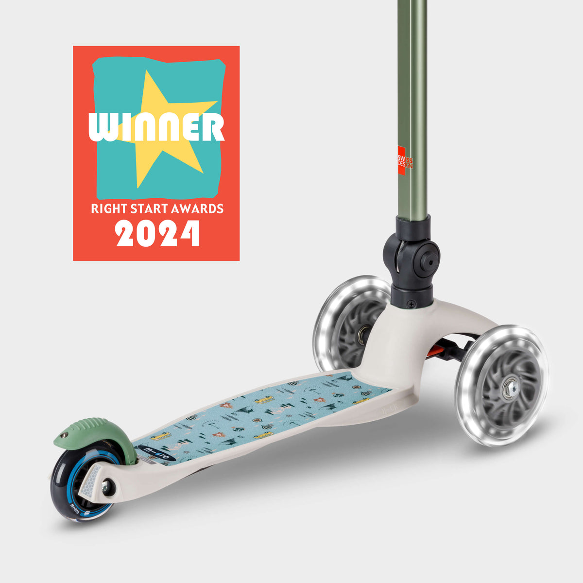 Signature Prints Mini Micro Foldable LED Scooter: Pistachio Green
