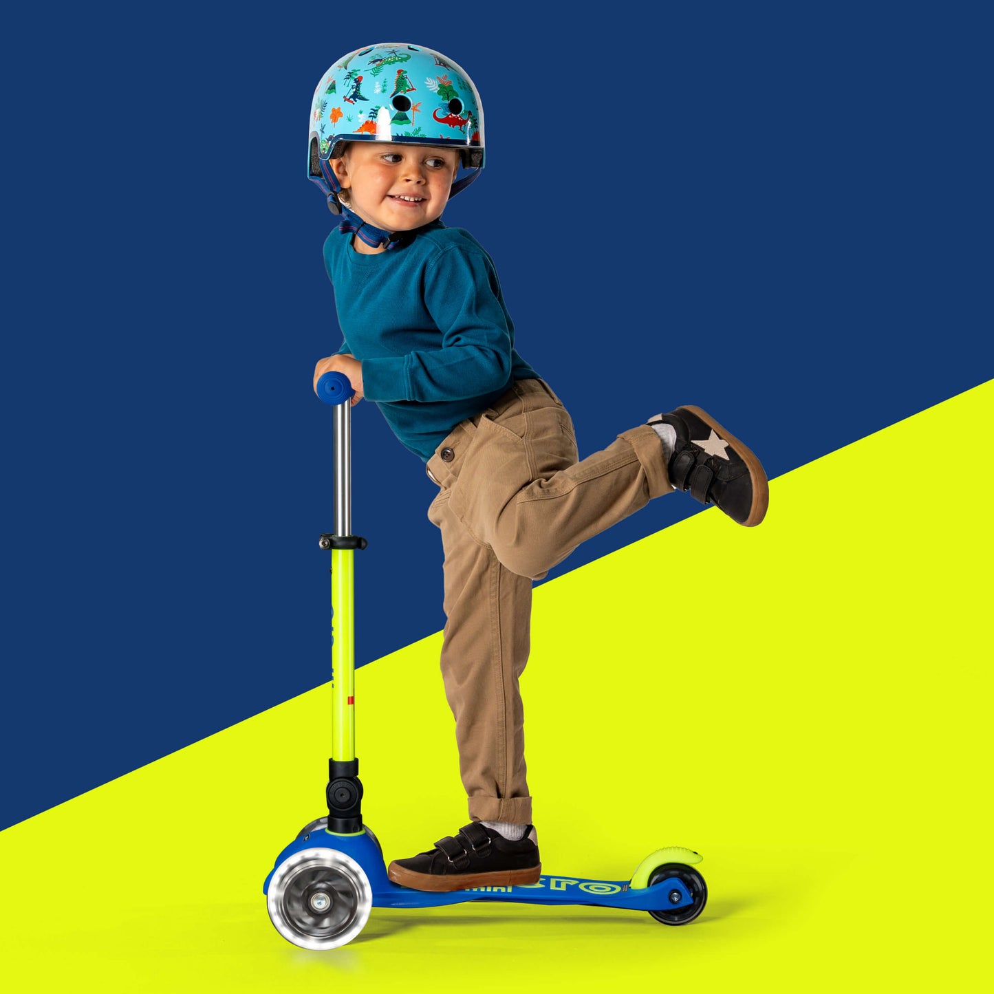 Mini Micro Foldable LED: Neon Yellow / Blue