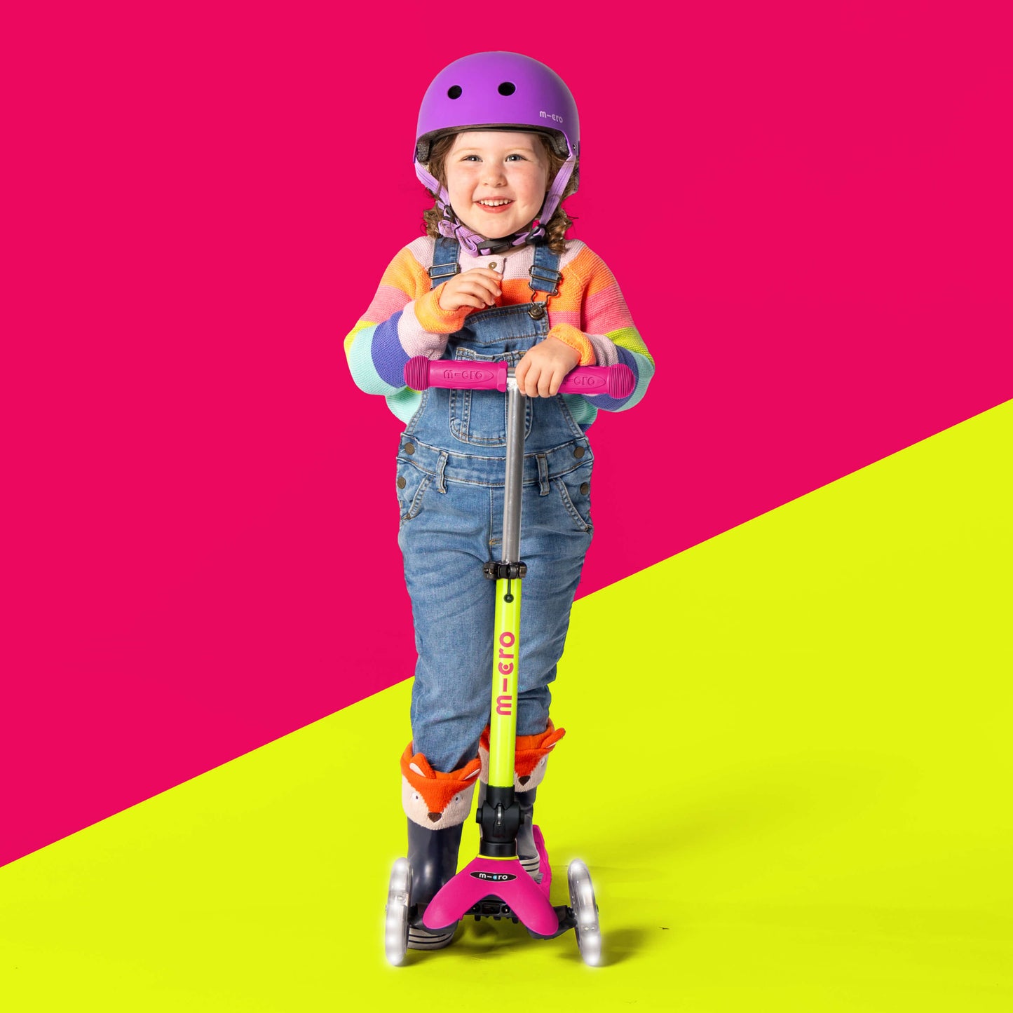 Mini Micro Foldable LED: Neon Yellow /Pink